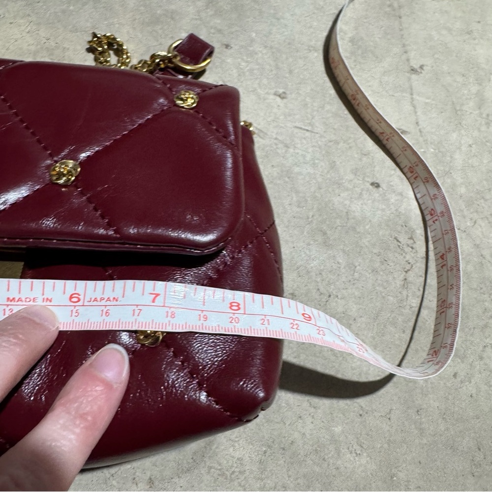 Ted Baker Ginn Quilted Leather Bag Mini‎ Crossbody Evening Red Gold Fall Firmal - Picture 8 of 9